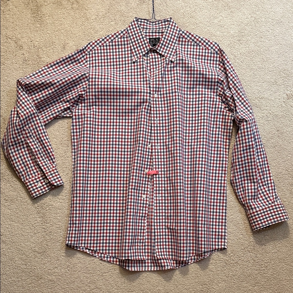 Jos. A. Bank Red and Blue Plaid Casual Shirt